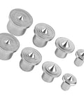 Steel dowel center pins for woodworking alignment, various sizes for hard and soft wood. Pro Grade Alignment Tool Kit.