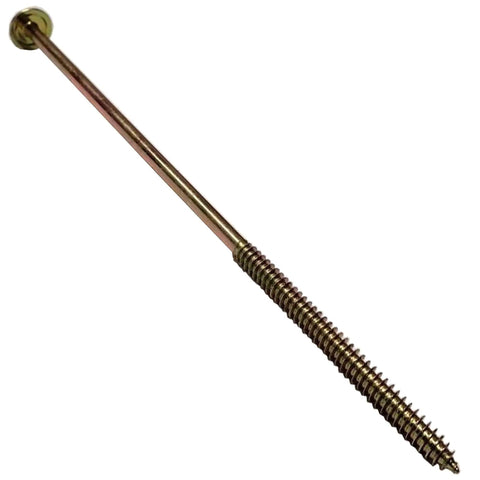 Bulletproof Extra Long Structural Lag Screws For Heavy Duty Construction And Outdoor Landscaping Projects With Yellow Zinc Coating and easy hex head design.