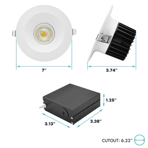 Smooth Trimless 6 Inch Led Recessed Lights 6 Pack With Twist Lock Mounting showing dimensions and mounting details.