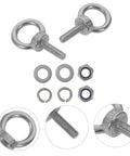 Heavy Duty Stainless Steel Eye Bolts With Nuts And Washers M6x20 For Concrete Hanging Hooks And Ring Holes Anti Loosening Nylon Nuts With Flat And Spring Washers Durable Eye Bolts For Secure Load Lifting, with washers