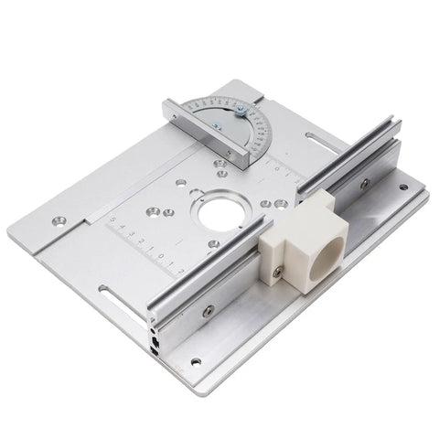 Premium Aluminum Alloy Router Insert Plate For Milling Machine Worktable features a measuring scale and durable anodized surface.