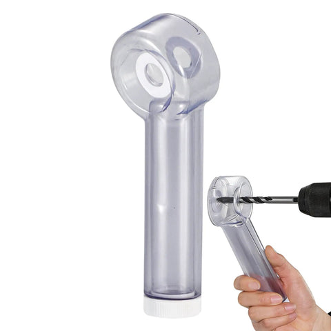 Super Handy Drill Dust Catcher Attachment That Keeps Your Workspace Totally Clean While Drilling Sawing Or Doing Diy Projects Fits Most Power Tools, clear plastic design.