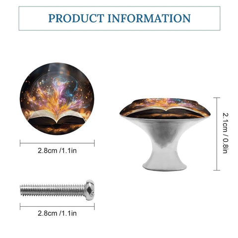 Open Book And Light Kitchen Cabinet Knob Euro Style Vintage Multi Color Drawer Pulls For Bathroom Closet Dresser Stainless Steel Durable Handle For Modern Cabinets, 1.1in diameter, steel base, visualized with open book design and included screw.