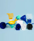 Color Coded Automotive Flex Funnel Kit With Hose And Mesh Filter 2 Pack, assorted funnels in various colors on light background.