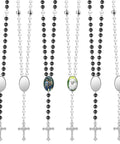 Blank Sublimation Rosary Beads Necklace Set Of 6 Dope White And Black Catholic Prayer Beads with photos and crosses