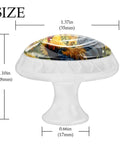 Four Pack White Dresser Knobs And Cabinet Pulls With Rooster Fence Sunflower Pattern For Drawers Cabinets Kitchen Closet And Wardrobe Doors 35mm Durable ABS Crystal Glass Finish, side view with size dimensions.