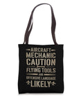 Caution Flying Tools Tote Bag For Aircraft Mechanics AMT Aviation Technician Gift Practical Tool Carrier For Maintenance Pros