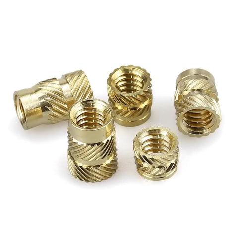 Brass Heat Set Threaded Inserts For Plastic And 3D Printing Eight Thirty Two Female Thread Size 0.25 Inch Length Knurled Grip