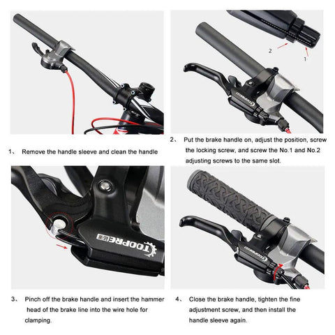 1 Pair Aluminum Alloy Bicycle Brake Levers For Most Bikes Left And Right Hand Levers Mountain Road Folding Bike Levers Durable Black Finish With Smooth Operation And Easy Install For MTB Road Or Folding Bikes installation steps