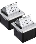 Pop Up Floor Outlet Box With 20 Amp Tamper Resistant USB Receptacle Stainless Steel Floor Box Cover 4 Inch Square Raised Flip Up Lid