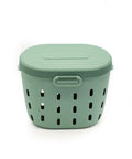 Front view of In Ground Worm Composter Twin Pack For Outdoor Gardens 7 Gallon BPA Free Sage Green Compost Bin System For Raised Beds