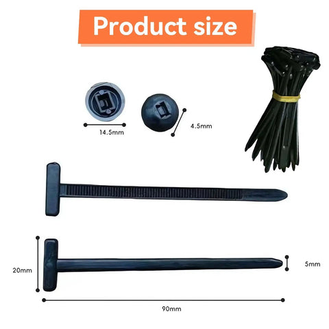 Heavy Duty Nylon Universal Cable Tie Buckle Set For Cars And Auto Repairs, 50 Pack Self-Locking Zip Ties Holder With One-Button Lock