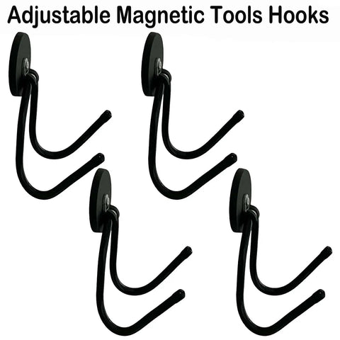 Four Pack Magnetic Garage Hooks Heavy Duty Tool Organizer Rack For Power Tools Garden Tools Hose Pegboard And Workshop