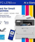 Top Tier Digital Color All In One Wireless Laser Printer Bundle Featuring Hella Smooth Copy Scan Fax Functions And Straight Up PC Driver Downloads Plus Six Foot Usb Cable For Your Office displayed with icons.