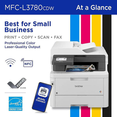Top Tier Digital Color All In One Wireless Laser Printer Bundle Featuring Hella Smooth Copy Scan Fax Functions And Straight Up PC Driver Downloads Plus Six Foot Usb Cable For Your Office displayed with icons.