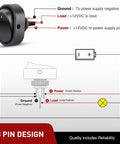 Five Pack LED Lighted Rocker Switch 12V 30A 3 Pin SPST Oval 12mm Hole On Off Toggle wiring diagram with labels