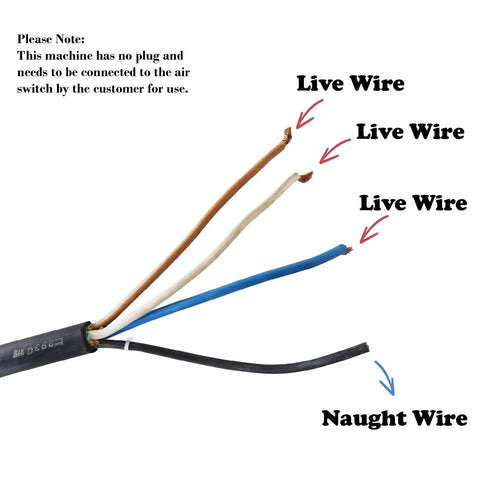 Image showing wiring connections for Heavy Duty Two In One Tabletop Shrink Wrap Machine on PE, POF, and PVC films.