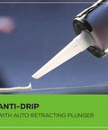 Anti-drip feature of Cordless 24V Caulk And Adhesive Gun With 10 Oz Cartridge, 6-Speed Variable Flow, 360 Degree Tube Holder