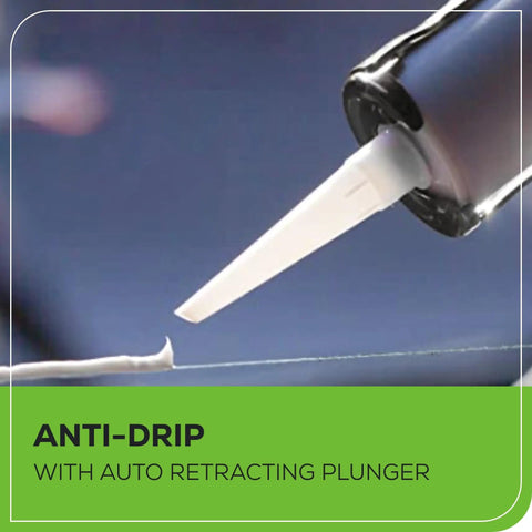 Anti-drip feature of Cordless 24V Caulk And Adhesive Gun With 10 Oz Cartridge, 6-Speed Variable Flow, 360 Degree Tube Holder