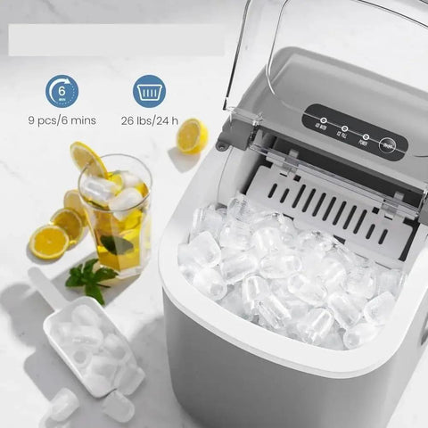 Portable Countertop Ice Maker With Carry Handle Quick Bullet Ice For Party Ready Vibes Lightweight Build cranking out fresh ice.