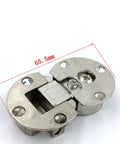 2 Pack Folding Hinge For Cabinet Doors, Alloy Double Cup Up Down 180 Degree Hidden Flat Hinge, shown with 65.5mm size measurement