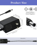 5V 2A DC Power Adapter With 9 Interchangeable Jacks 5.5x2.1mm 100-240V AC Input To 5V DC Output 10W Cable dimensions diagram.