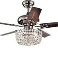 Dope Crystal Chandelier Ceiling Fan With Lights 52 Inch Remote Control Chrome Flush Mount for bedroom and dining room