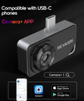 Thermal Imaging Camera For iPhone And Android With 512x384 IR Resolution And USB C, side view, black device with USB-C connector.