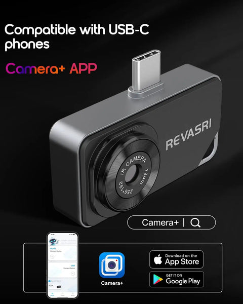 Thermal Imaging Camera For iPhone And Android With 512x384 IR Resolution And USB C, side view, black device with USB-C connector.