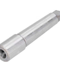 Morse taper arbor sleeve, metal cylindrical drill adapter with hollow bore and square drive end.