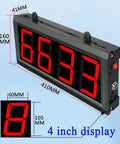 Hella Relentless Dual Laser Digital Counter Meter With Big LED Screen And 20 Meter Tracking Range That Tallies Up To 999999 Pieces showing 4 inch display dimensions.