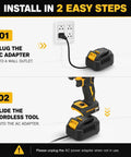 Installation steps for Heavy Duty AC To DC Power Converter For DeWalt 18V And 20V Cordless Tools 500W Transformer Adapter.