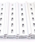 Rugged Aluminum DIN Rail Slotted RoHS Compliant, 20 pieces, 6 Inch Long, 35mm Wide, 7.5mm High, stacked aluminum rails
