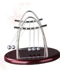 Newton's Cradle Pendulum Dynamics Learning Kit For Hands On Education And Large Desk Decor, metal five-ball cradle on base