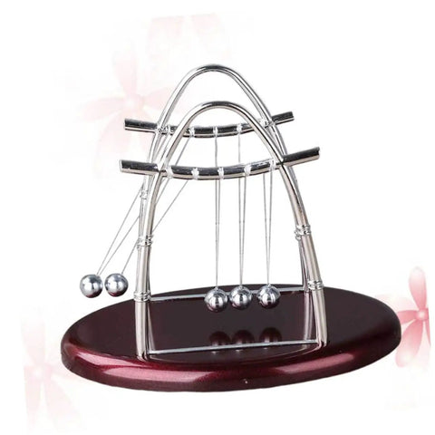 Newton's Cradle Pendulum Dynamics Learning Kit For Hands On Education And Large Desk Decor, metal five-ball cradle on base