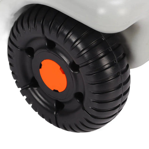 Wheel detail of 25L Portable RV Waste Tote Tank Made From HDPE, Heavy Duty Holding Tank For Boat Camping Travel Trailer Use