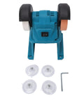 Heavy Duty Cordless Mini Bench Grinder With A Rock Solid 5500 Rpm Motor and Lock Down Suction Base, blue grinder with suction cups.