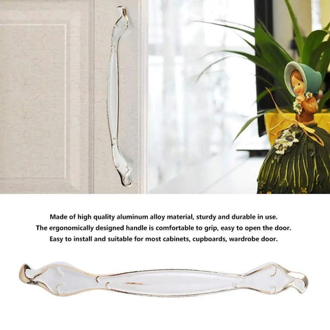 10 Pack Ivory White Cabinet Pulls Three Point Eight Inch Vintage Aluminum Alloy Drawer Handles installed on kitchen cabinet.