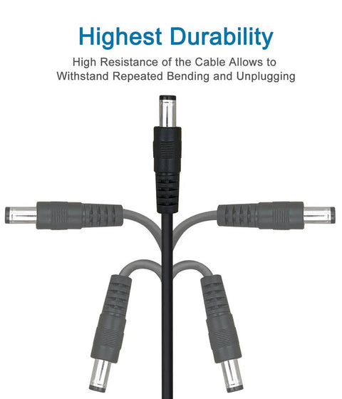 Durable 2 Pack 10 Foot DC Power Extension Cables 5.5mm x 2.1mm Heavy Duty 12V for Security Cameras CCTV Routers LED Strips