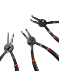12 Piece Snap Ring Pliers Set For Internal And External Circlips With Straight And Bent Jaw Tips in black color, close-up view