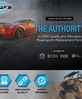 QFS ad promoting high flow gasoline fuel pump kit with in tank design, showing car and off-road vehicle for custom fuel upgrades.