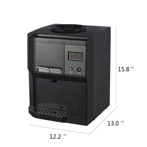 Black Countertop Hot And Cold Water Dispenser With 3 To 5 Gallons Capacity, Child Safety Lock, Energy Saving Switch, Compact Design