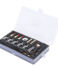 Open box showing All In One 17Pcs TIG Torch Consumables Kit With Glass Nozzles Gun Tails Tungsten Clamps Silicone Ring Guide