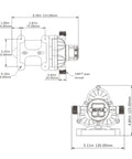Technical diagram of 12V Diaphragm Pump Delivers 3.0 GPM At 45 PSI Self Priming Run Dry Safe With Built In Pressure Switch