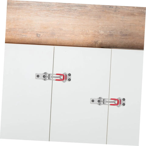 4 Pack Adjustable Metal Toggle Latch Clamps For Cabinets, Doors, Boxes And Toolboxes Up To 360 Lbs Capacity, Easy Install Pull Hasp Lock With Galvanized Iron, Plated Joints, Heavy Duty Security Latch Hardware on white cabinet doors