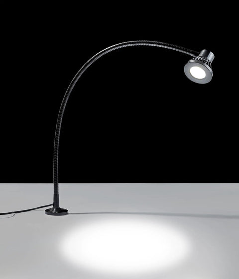 Flexible 24 Inch Gooseneck LED Work Light Button Switch For Lathe Milling Machines Built Tough For The Daily Grind Industrial Bench Lamp on a white surface.