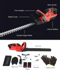 22 Inch Cordless Hedge Trimmer With Double-Action Blade, 24V Battery-Powered Yard Pruner components and accessories