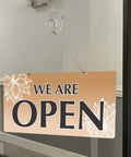 We Are Open Or Closed Clock Sign 6x12 Inches With Be Back At Tough Double Sided Laminated Plastic Suction Cup And Beaded Chain