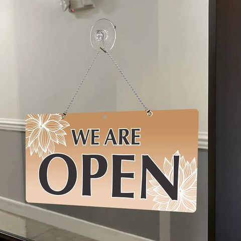We Are Open Or Closed Clock Sign 6x12 Inches With Be Back At Tough Double Sided Laminated Plastic Suction Cup And Beaded Chain