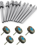 Premium Wood Carving Bits And Flap Wheels Set For Rotary Tools with HSS bits and flap wheels for detailed wood shaping.